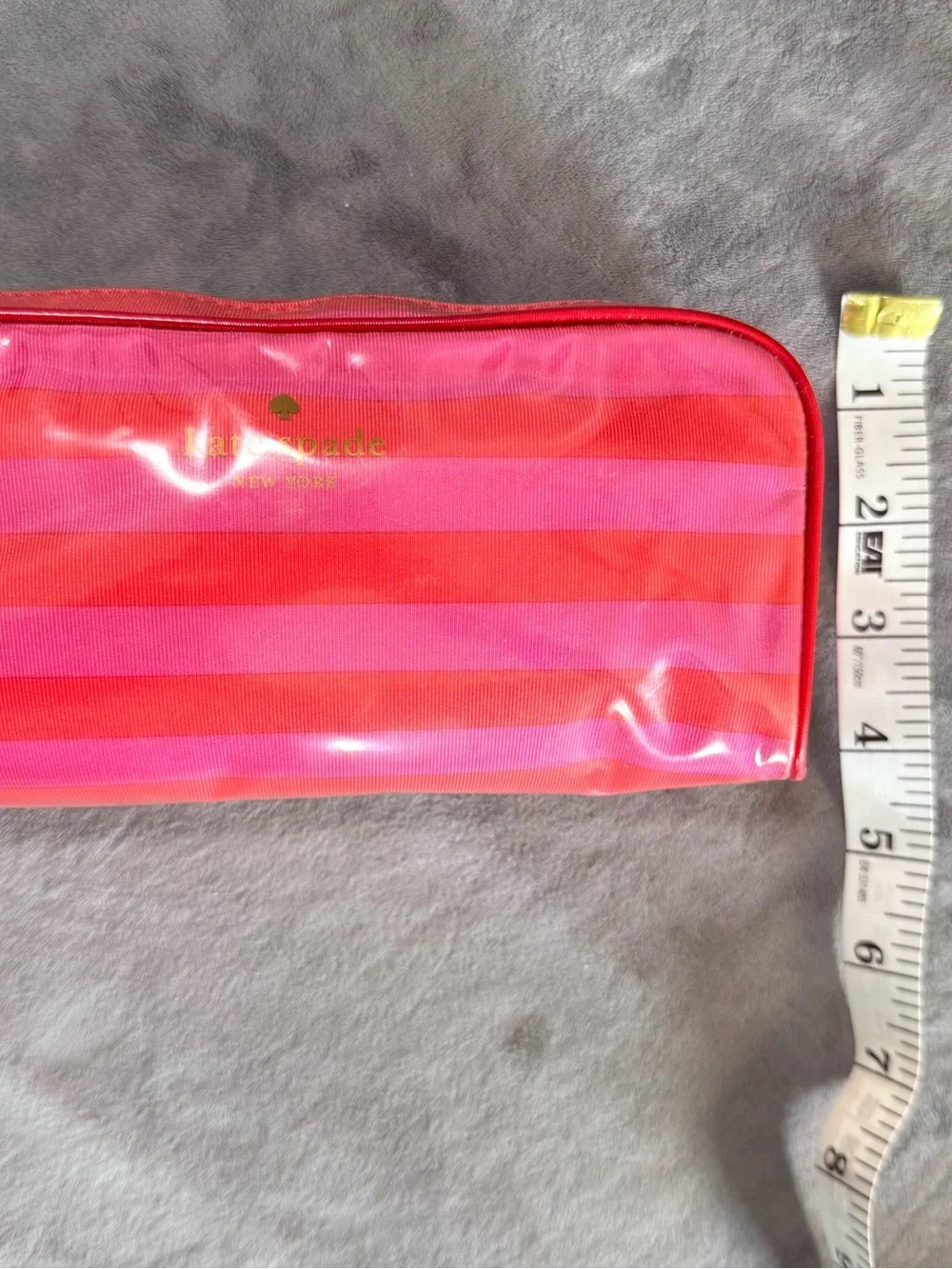 💕 Vintage Kate spade Pink and Orange Striped Clear Cosmetic Pouch💕